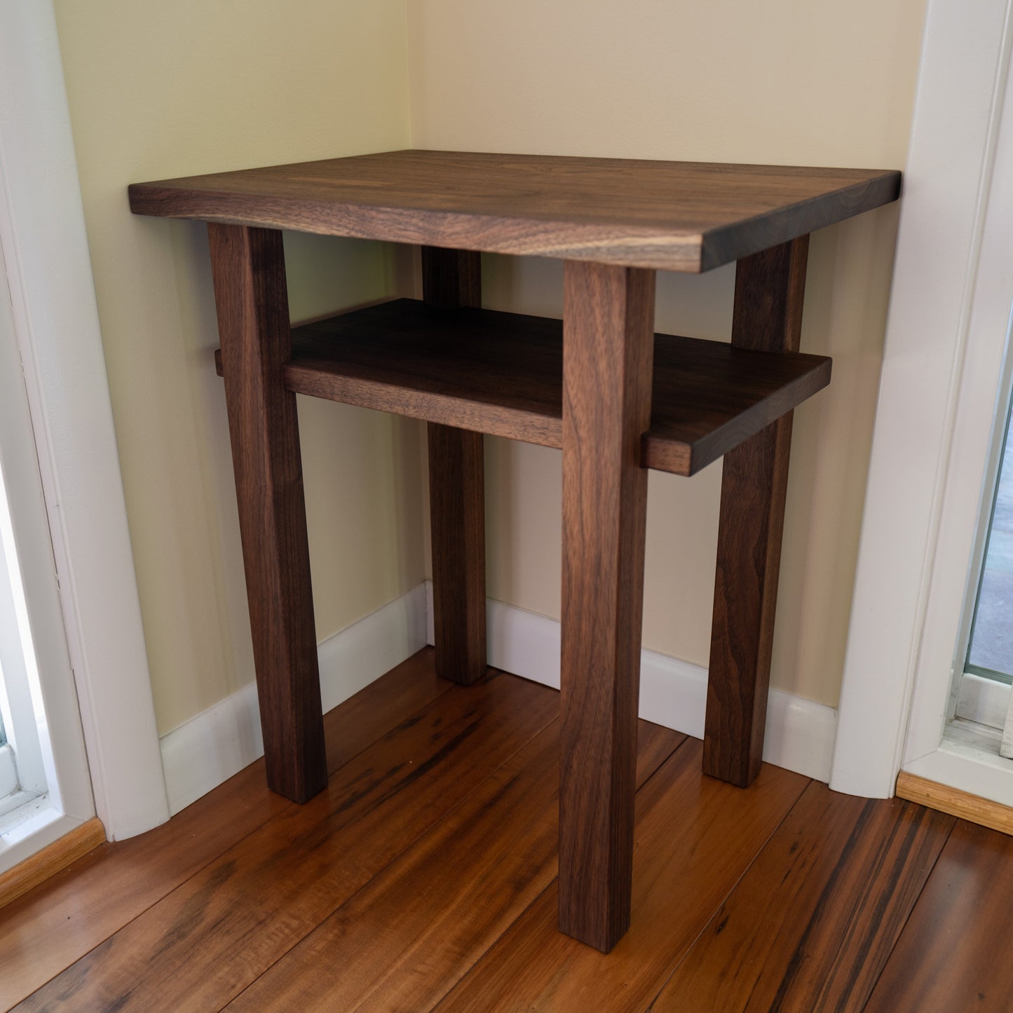 Walnut End Tables with Shelf (Set of Two)