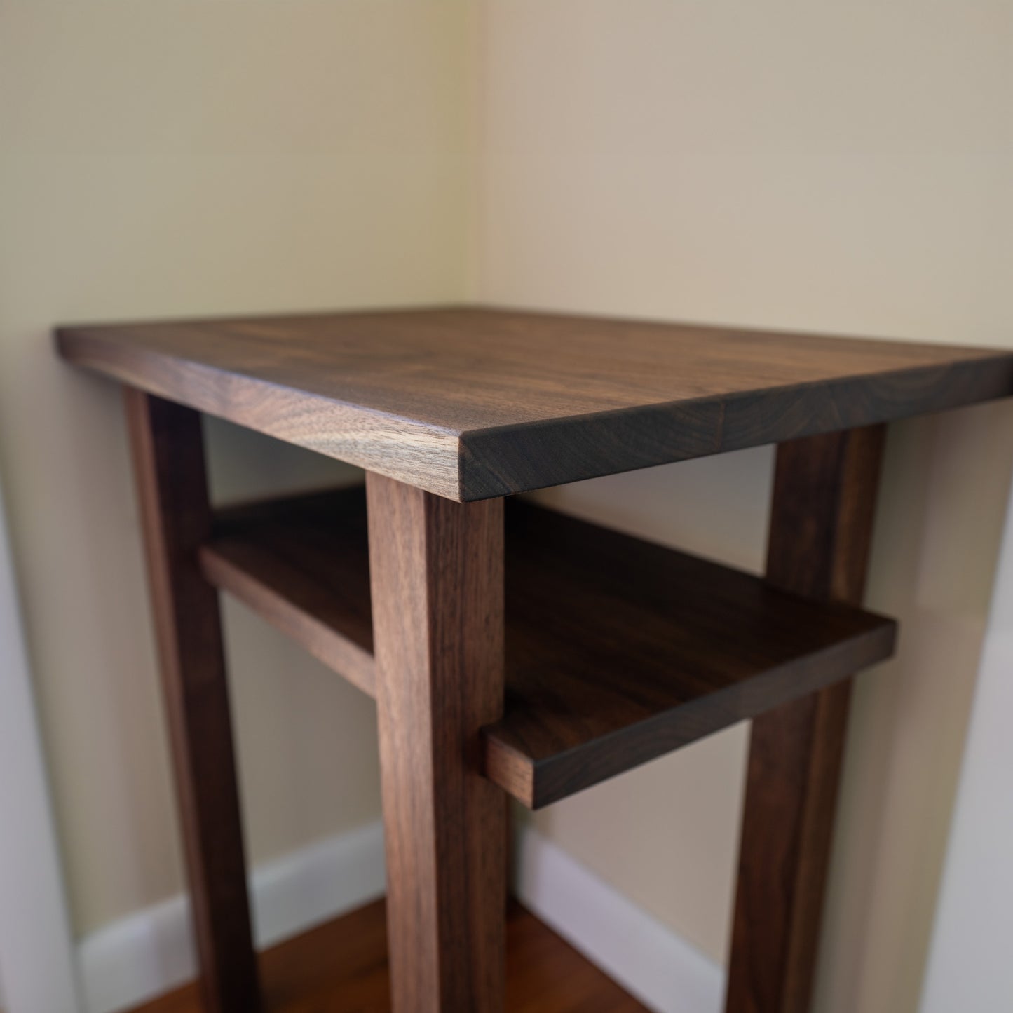 Walnut End Tables with Shelf (Set of Two)