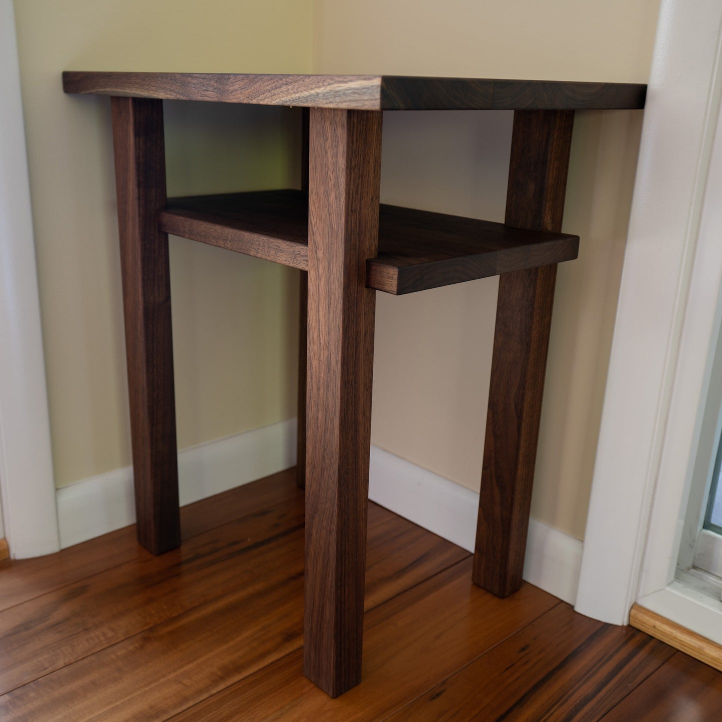 Walnut End Tables with Shelf (Set of Two)