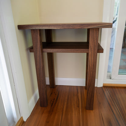 Walnut End Tables with Shelf (Set of Two)