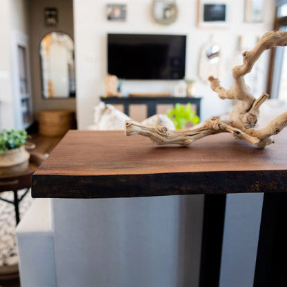 Live Edge Walnut Sofa Table + Modern Legs