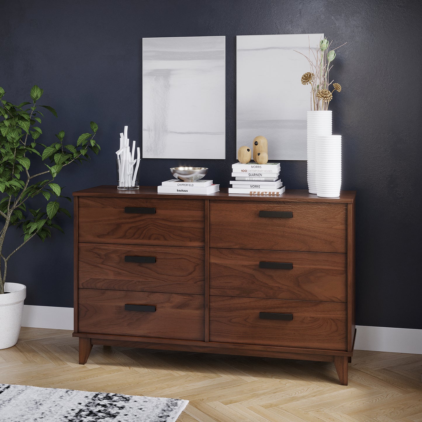 Modern Walnut Bedroom Dresser