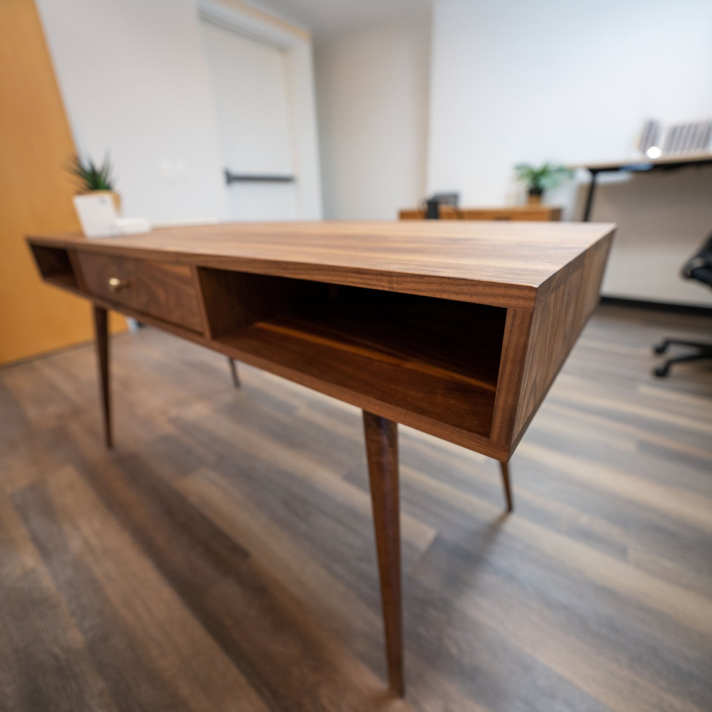 Modern Walnut Desk with Drawers