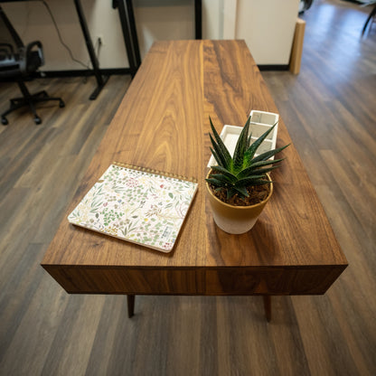 Modern Walnut Desk with Drawers