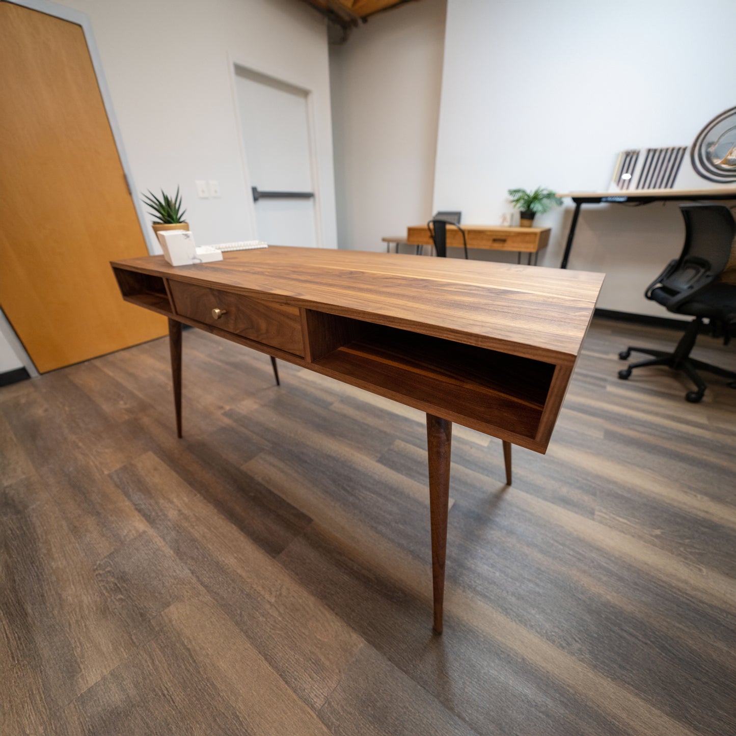 Modern Walnut Desk with Drawers