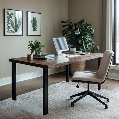 Modern Wood Desk With Post Legs