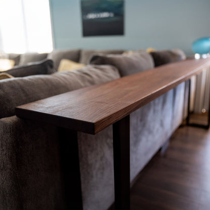 Straight Edge Walnut Console Table