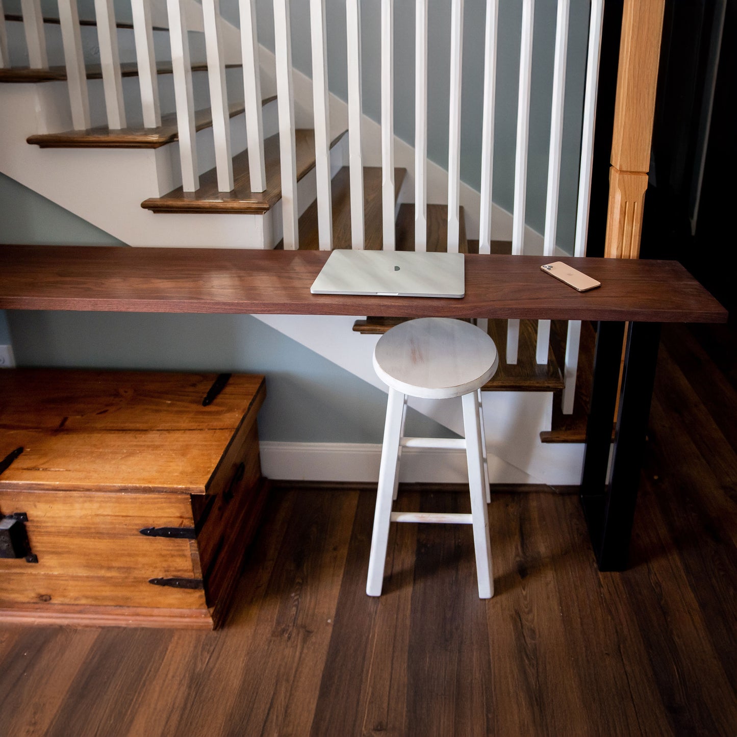 Straight Edge Walnut Console Table