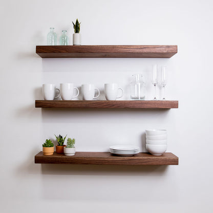 Walnut Floating Shelves