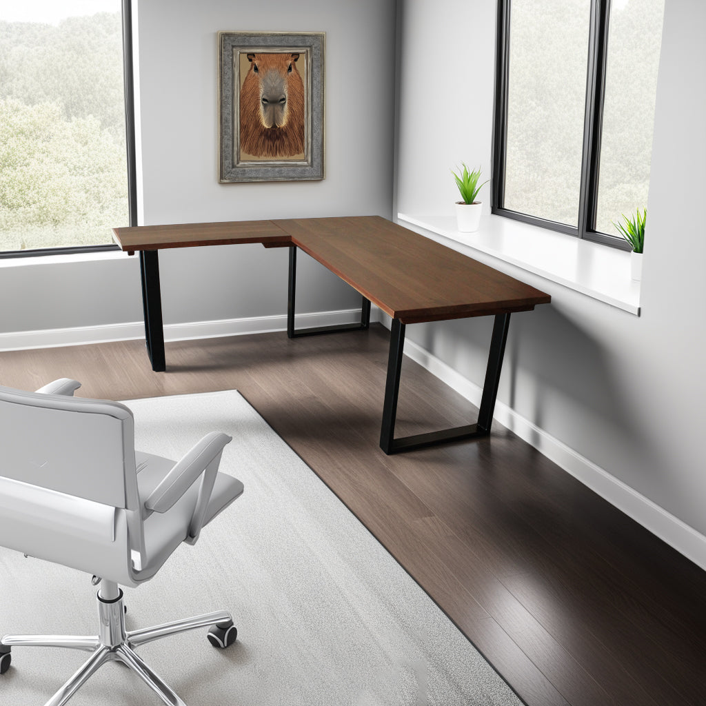 Walnut L-Shape Desk + Modern Legs