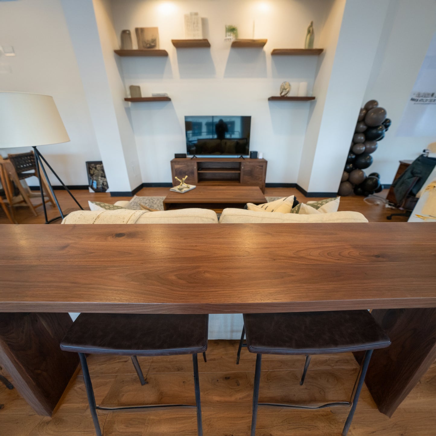 Walnut Waterfall Sofa Table