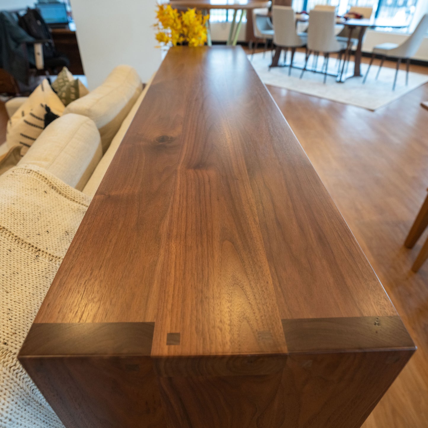 Walnut Waterfall Sofa Table