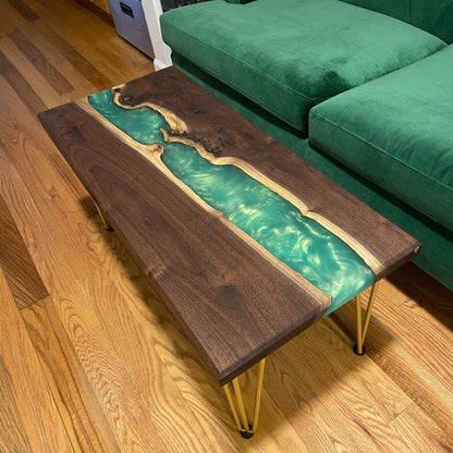 Mid-Century Modern Epoxy Coffee Table + Hairpin Legs