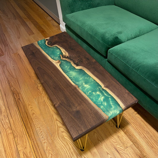 Mid-Century Modern Epoxy Coffee Table + Hairpin Legs