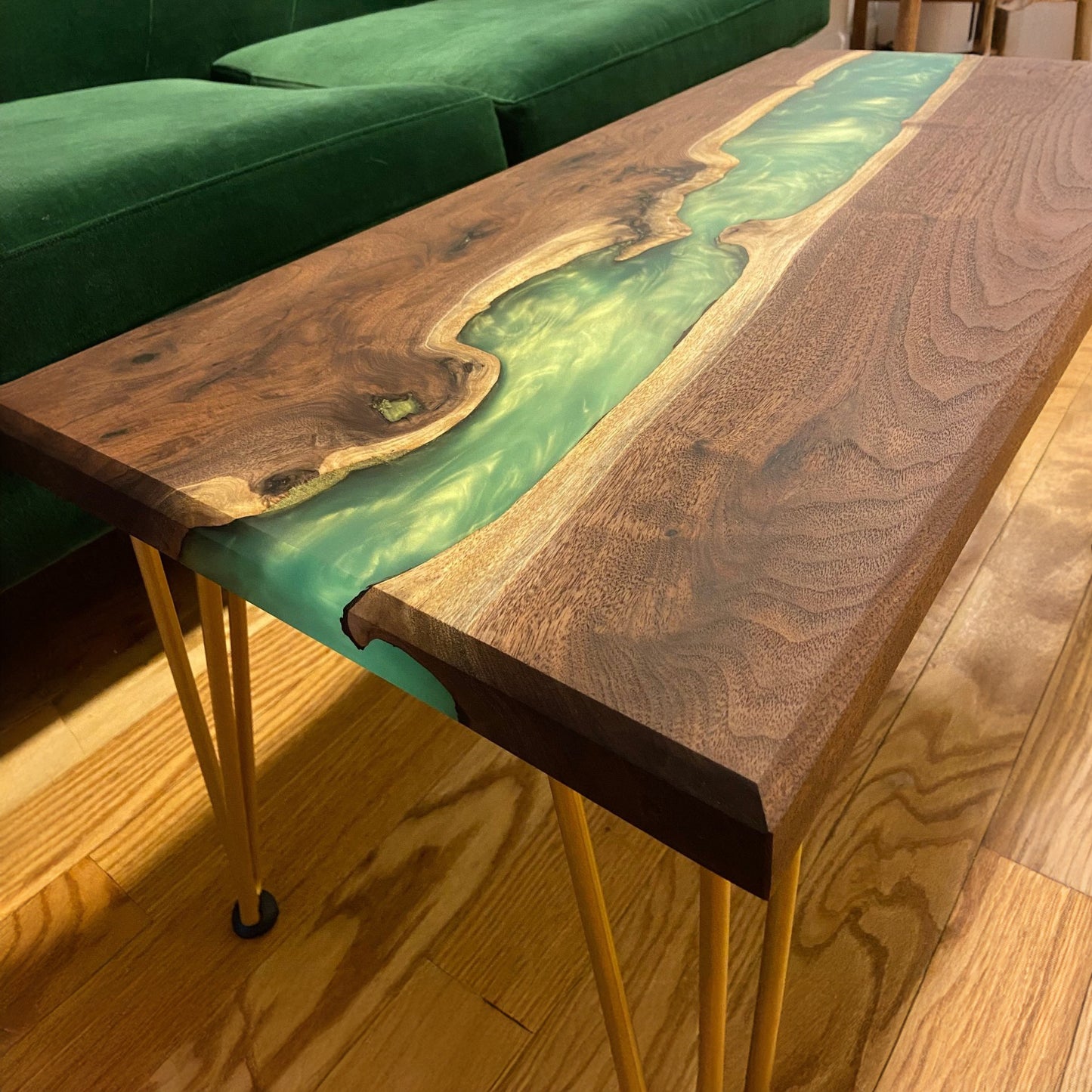 Mid-Century Modern Epoxy Coffee Table + Hairpin Legs