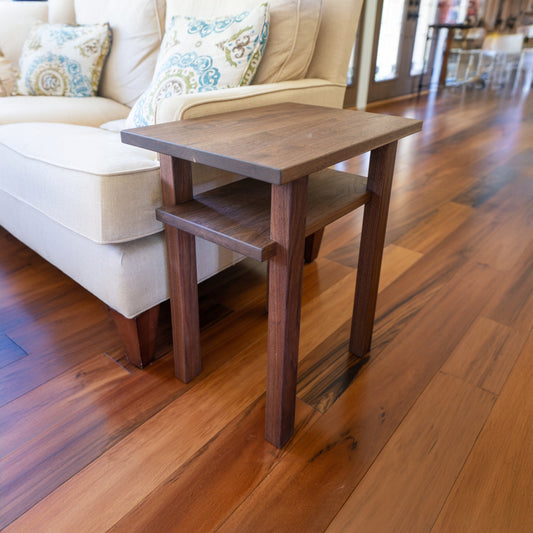 Walnut End Tables with Shelf (Set of Two)