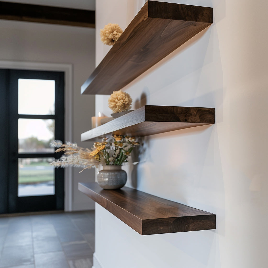 Walnut Floating Shelves