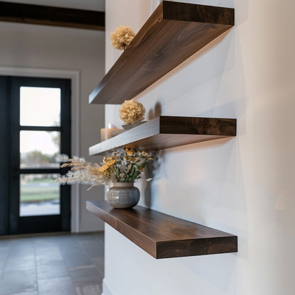 Walnut Floating Shelves