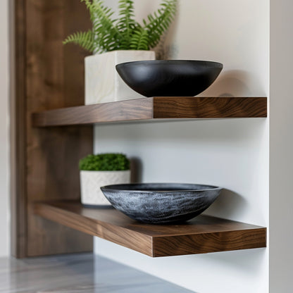 Walnut Floating Shelves