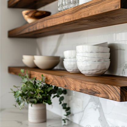 Walnut Floating Shelves