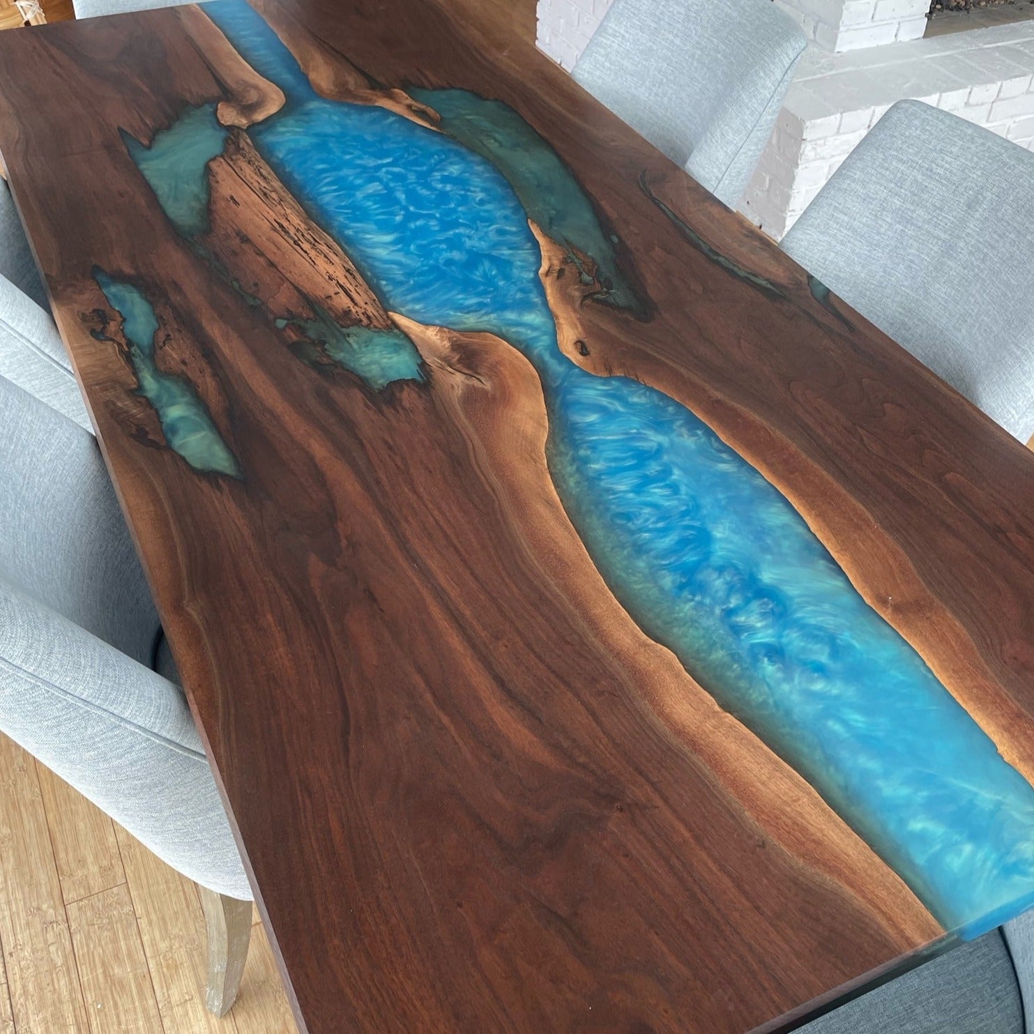 Live Edge Single River Epoxy Table - Brick Mill Furniture