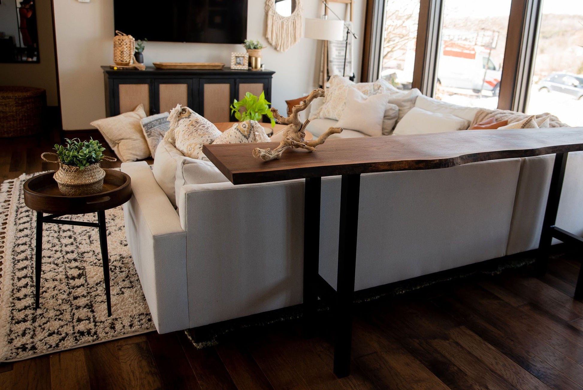 Live Edge Sofa Table, Behind The Couch Slab Table - Walnut - Brick Mill Furniture