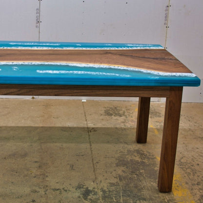 Ocean Live Edge Epoxy Table, Resin Wood Table, Ocean Table, Custom Epoxy Table, Epoxy Dining Table, Walnut Dine Table, Ocean Epoxy - Brick Mill Furniture